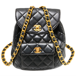 CHANEL　シャネル　リュック　ダブル ココマーク　マトラッセ　ラムスキン　ゴールド金具
