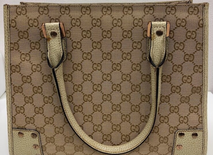 GUCCI　グッチ　GGキャンバス　レザー　トート